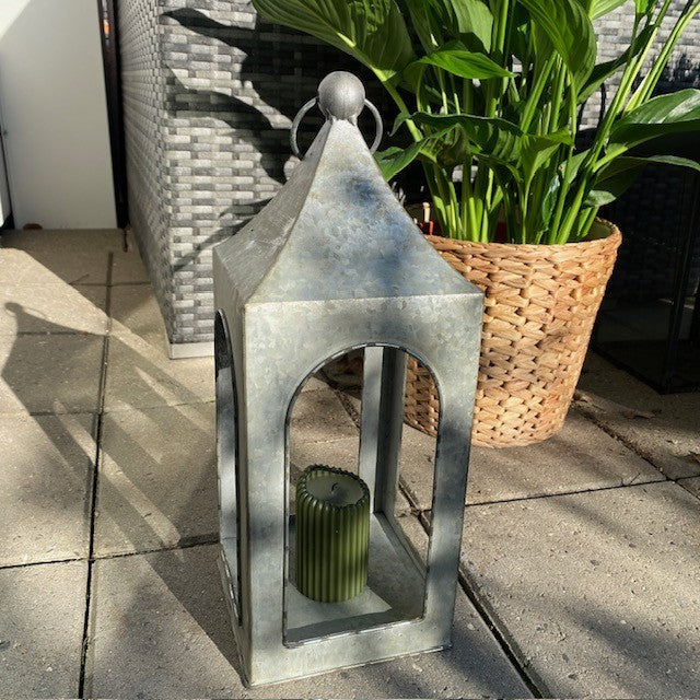 Lykta utan glas 15x15x40 cm zink