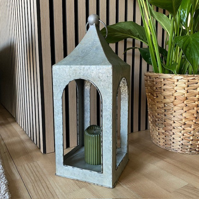 Lykta utan glas 15x15x40 cm zink