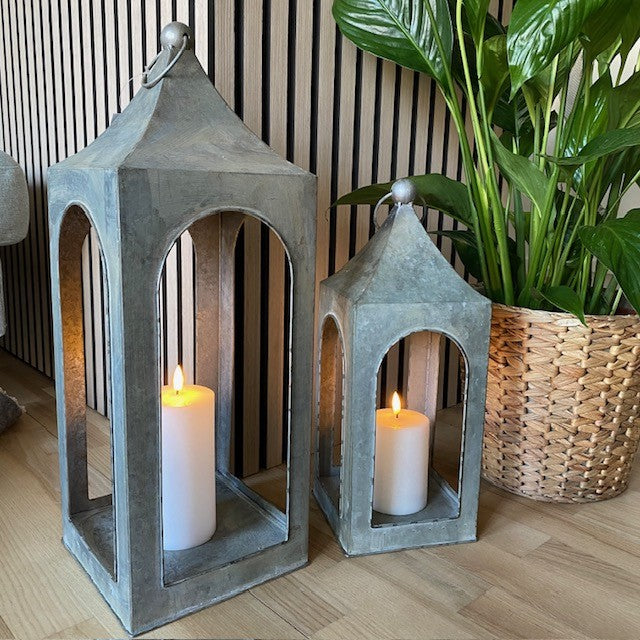 Lykta utan glas 19x19x54 cm zink