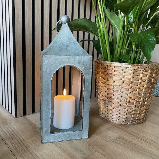 Lykta utan glas 15x15x40 cm zink