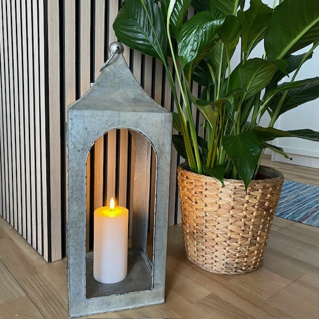 Lykta utan glas 19x19x54 cm zink