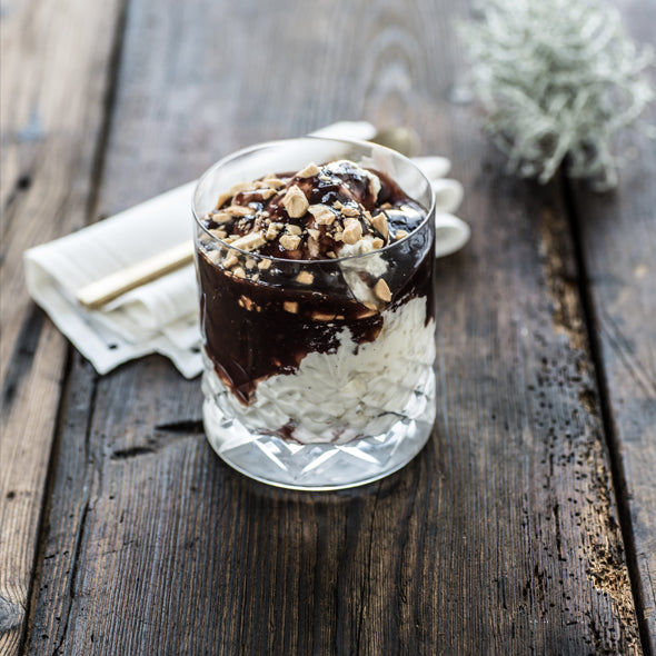 Sundae glass med chokladsås