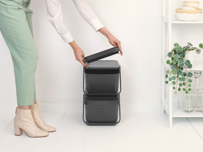 Brabantia - Sort & Go stapelbar papperskorg 20L - Grå