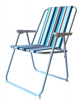 Campingstol - 46x52x78 cm med blå ränder - poly/järn