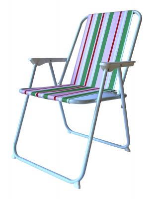 Campingstol - 46x52x78 cm med gröna ränder - poly/järn