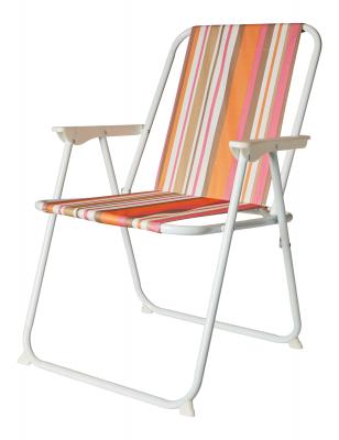 Campingstol 46x52x78 cm - med orange ränder - poly/järn