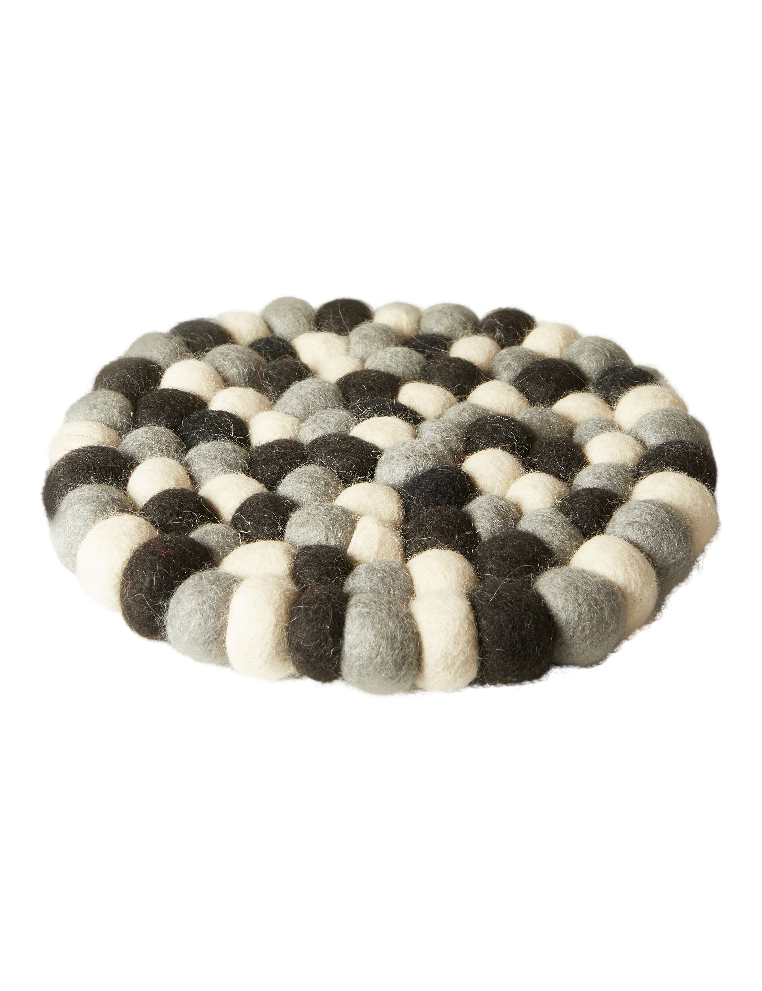 Underlägg ull - Ø20 cm multi svart/grå/natur