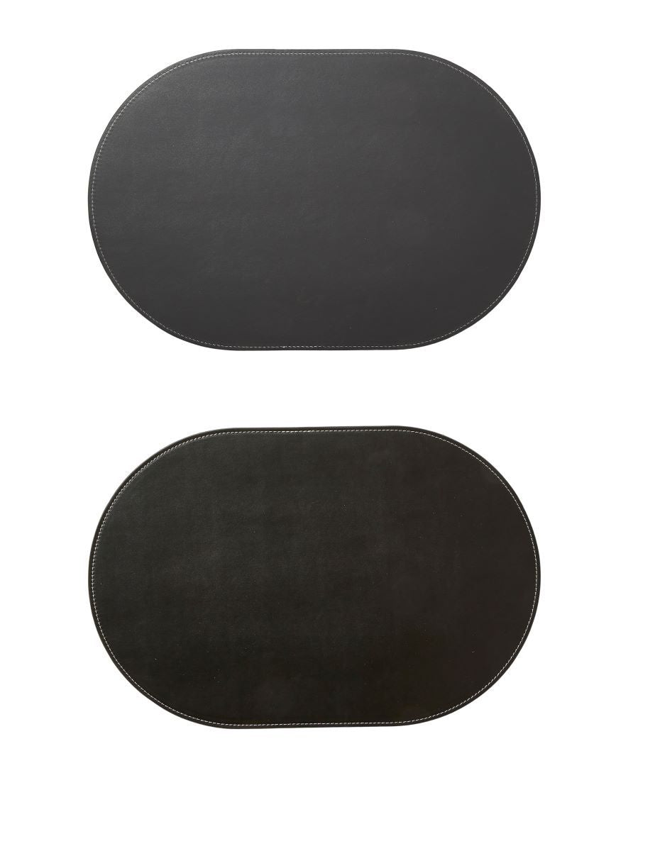 Underlägg oval vändbar - PU svart/mörkgrå 30x45 cm