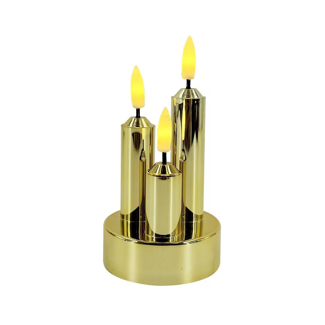 LED lys med 3x 3D flamme 2xAA 7,5x14 cm