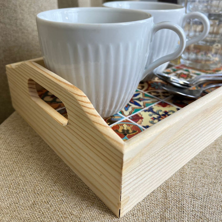 Serveringsbricka i keramik och trä - stor