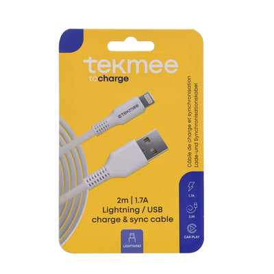 Tekmee - USB till lightning kabel 2 meter