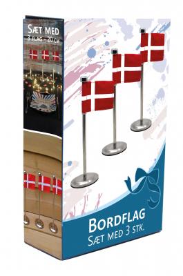 Bordsflagga Dannebrog - 3 st. 20 cm