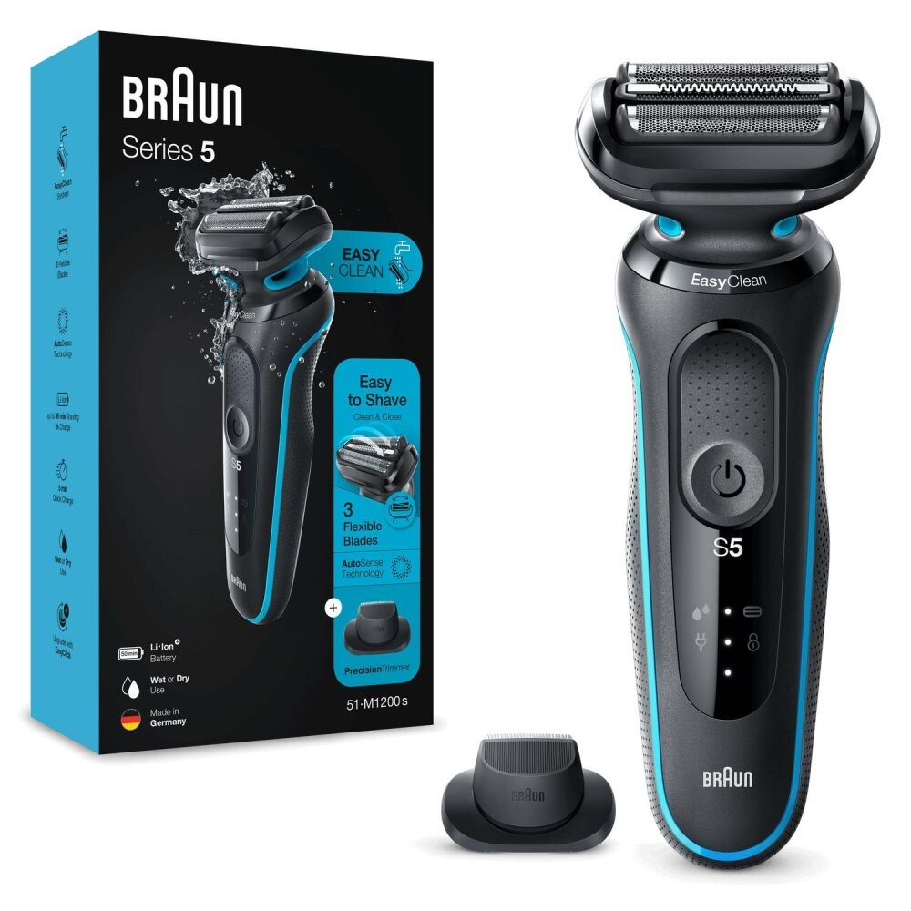 Braun Series 5 51-M1200s rakapparat Trimmer Svart, Blå