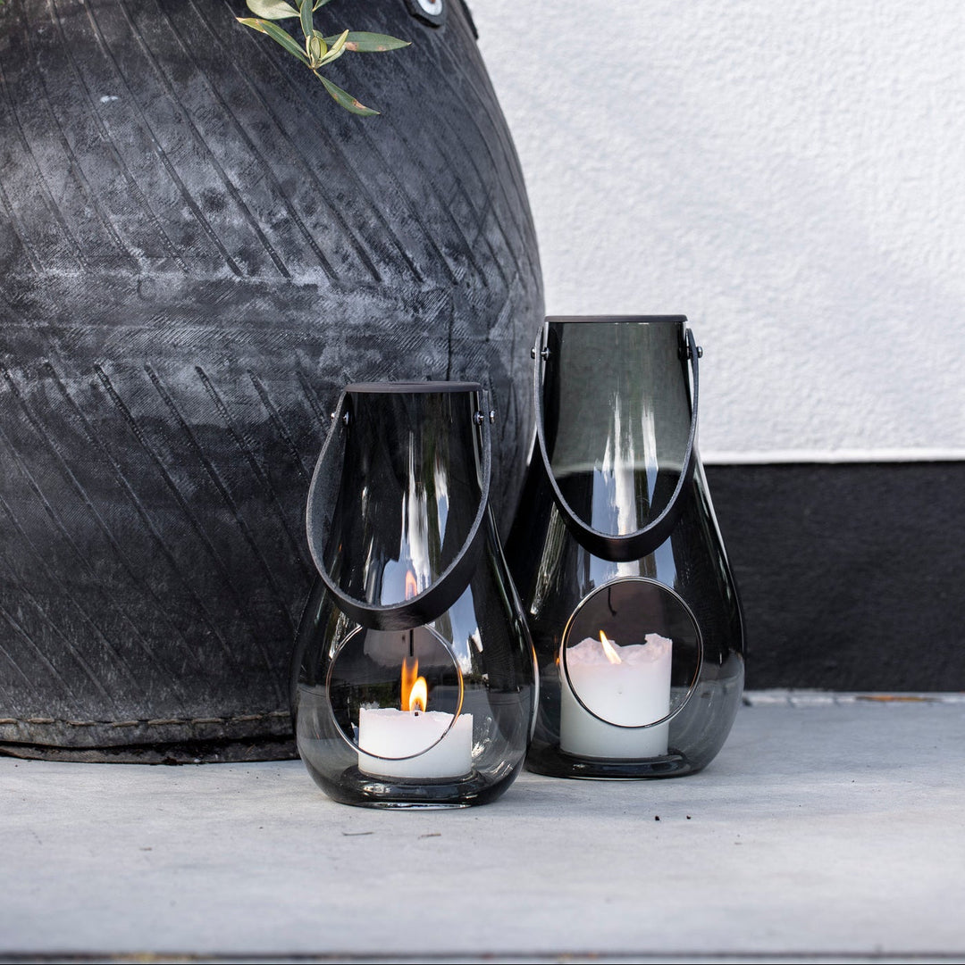 Holmegaard - Design med ljuslykta 25 cm rökfärgad