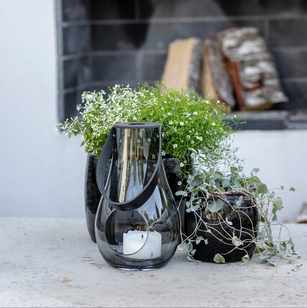 Holmegaard - Design med ljuslykta 25 cm rökfärgad