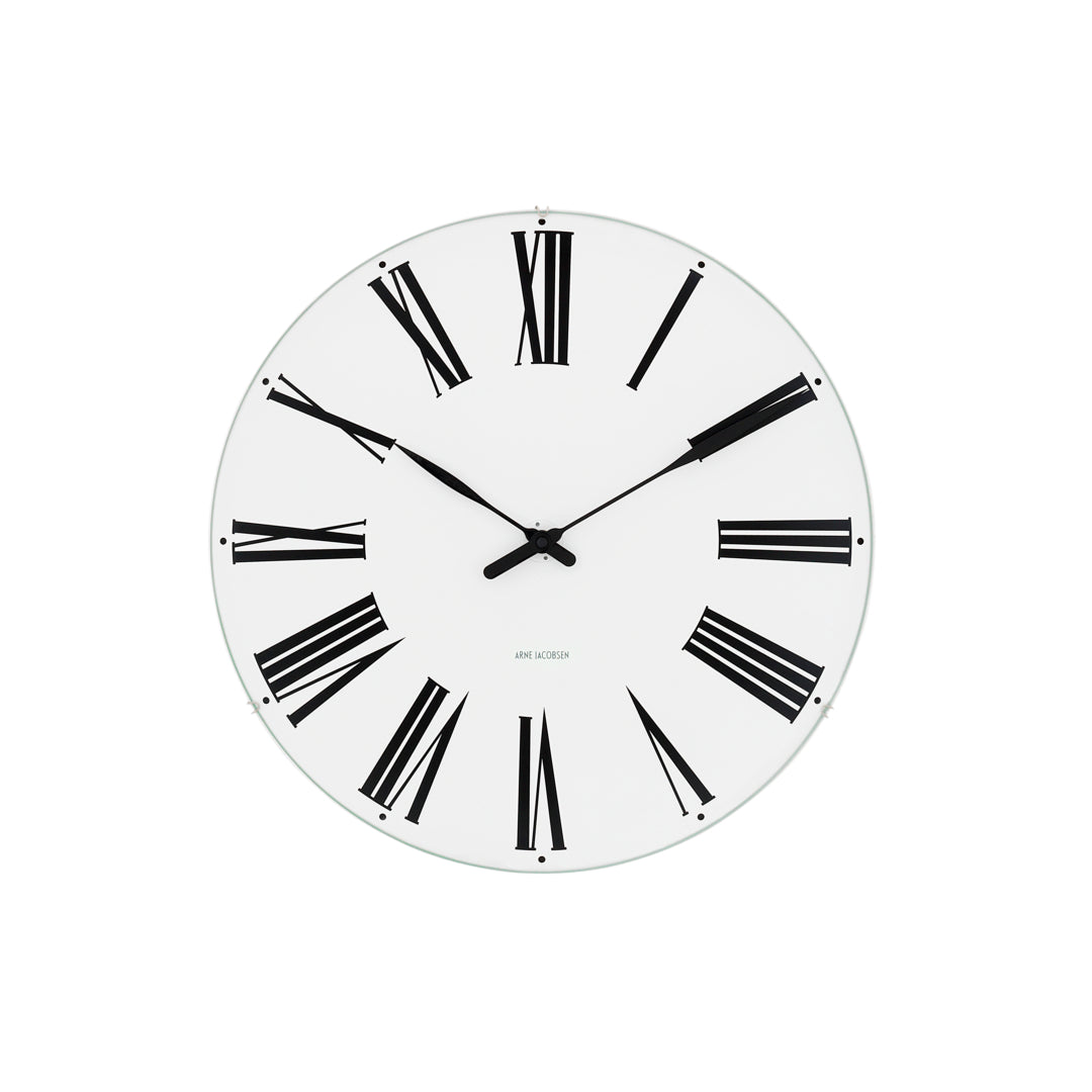 Arne Jacobsen - Romersk väggklocka Ø16 cm vit/svart