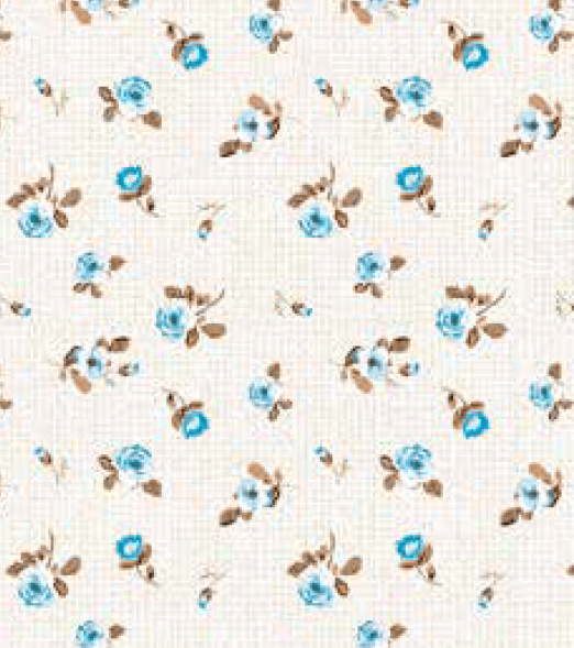 Vaxduk med små blå rosor - 140 cm.