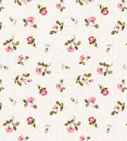 Vaxduk med små rosa rosor - 140 cm.