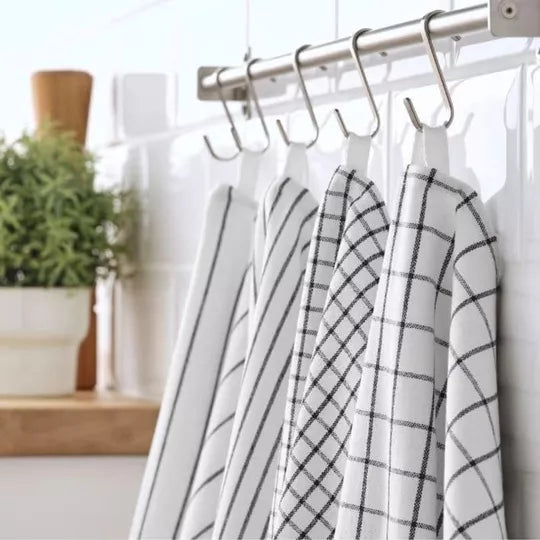 Kökshandduk med ränder och rutor - 45 x 60 cm 4 st.