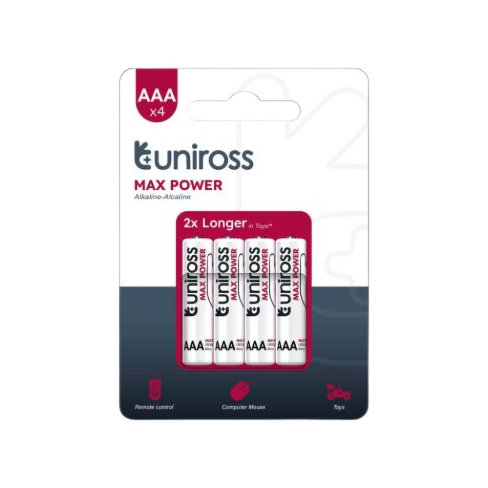 Uniross Max Power Alkaline AAA 1,5V - 4-pack: 10 år