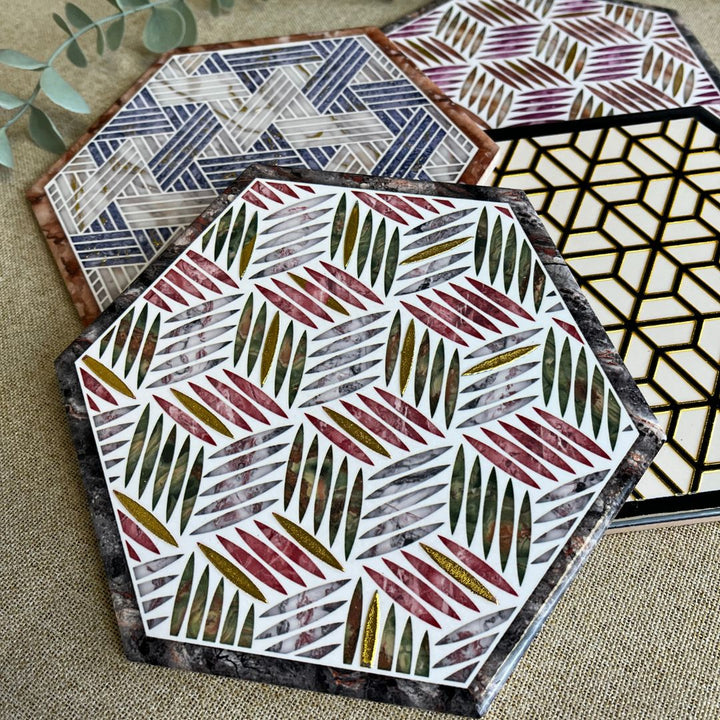 Underlägg i keramik 6-sidigt 16x16 cm 1 st. 4 st. motiv