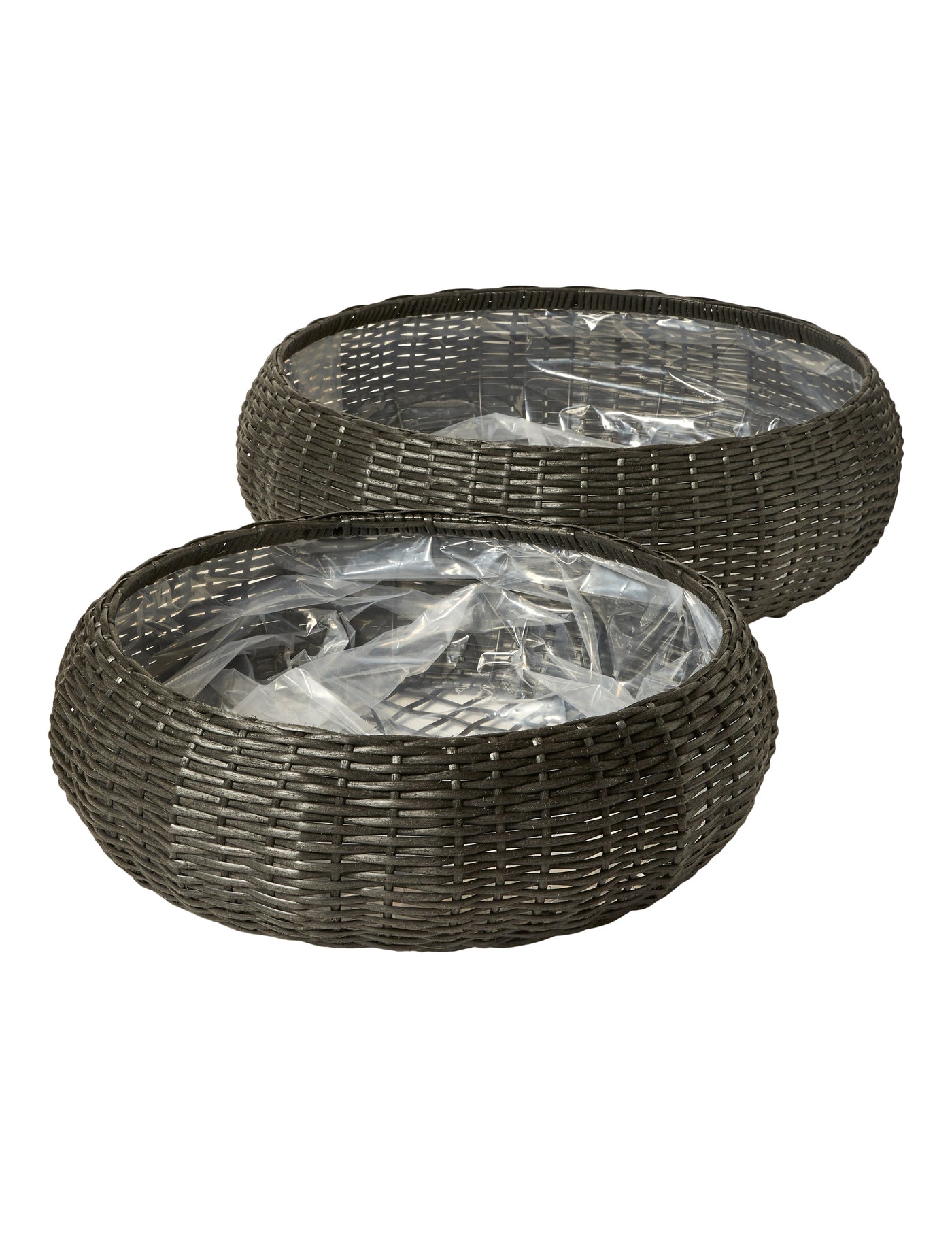 Plantkorg set om 2 delar. polyrattan fläta cm svart 