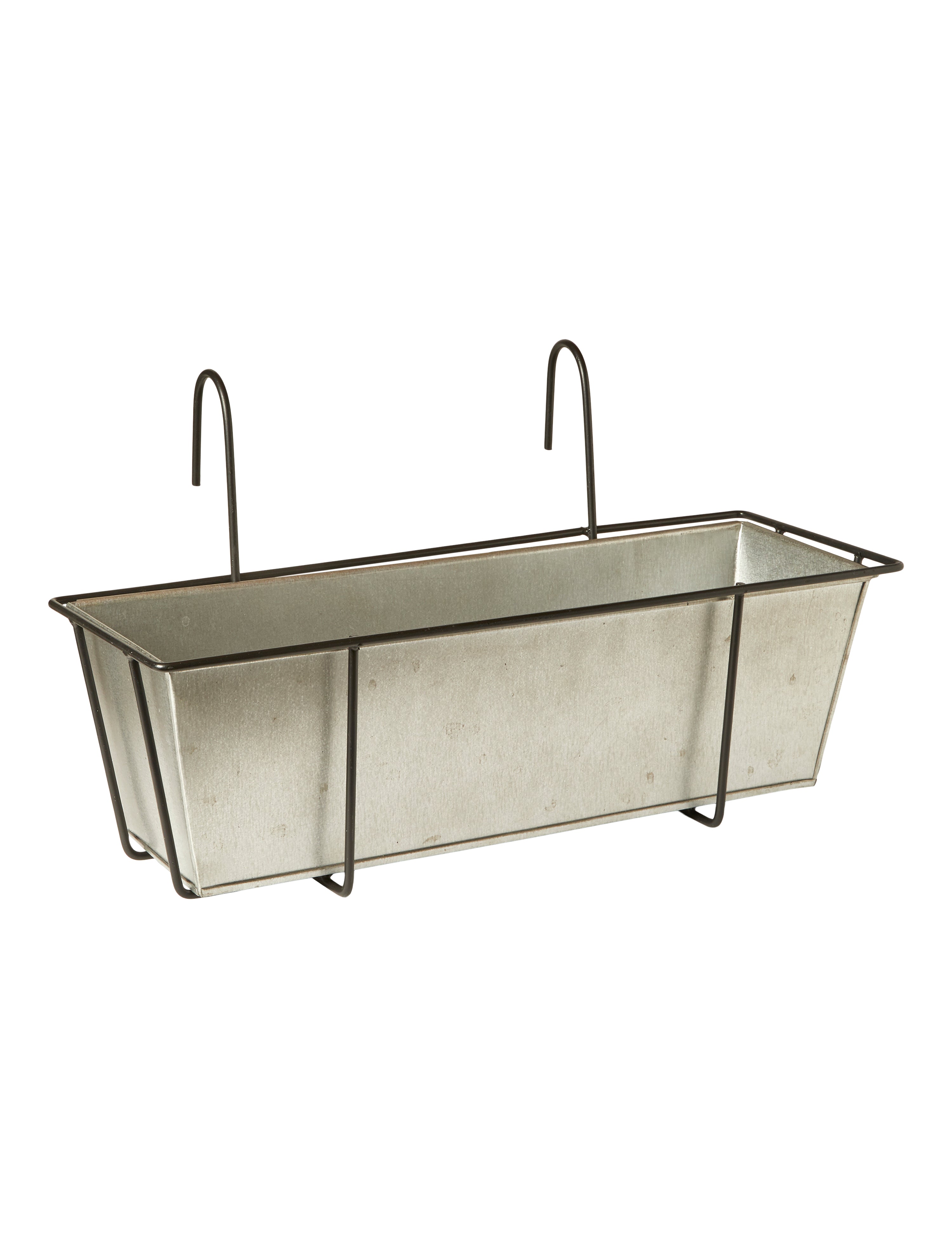 Balkonglåda zink med svart metallhållare 50 cm 