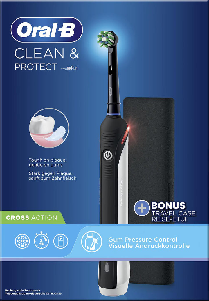 Oral-b Clean &amp; Protect tandborste svart med resefodral