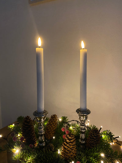 Conzept - 2 x Ljusstake med 3D-flamma Vit - 22 cm