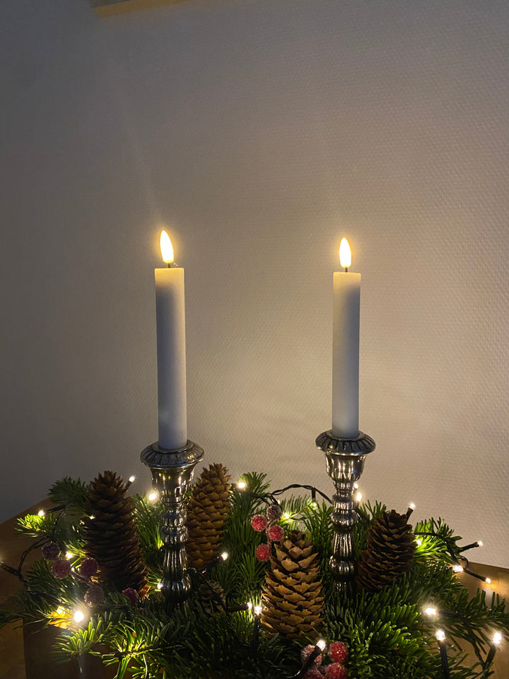 Conzept - 2 x Ljusstake med 3D-flamma Vit - 18 cm