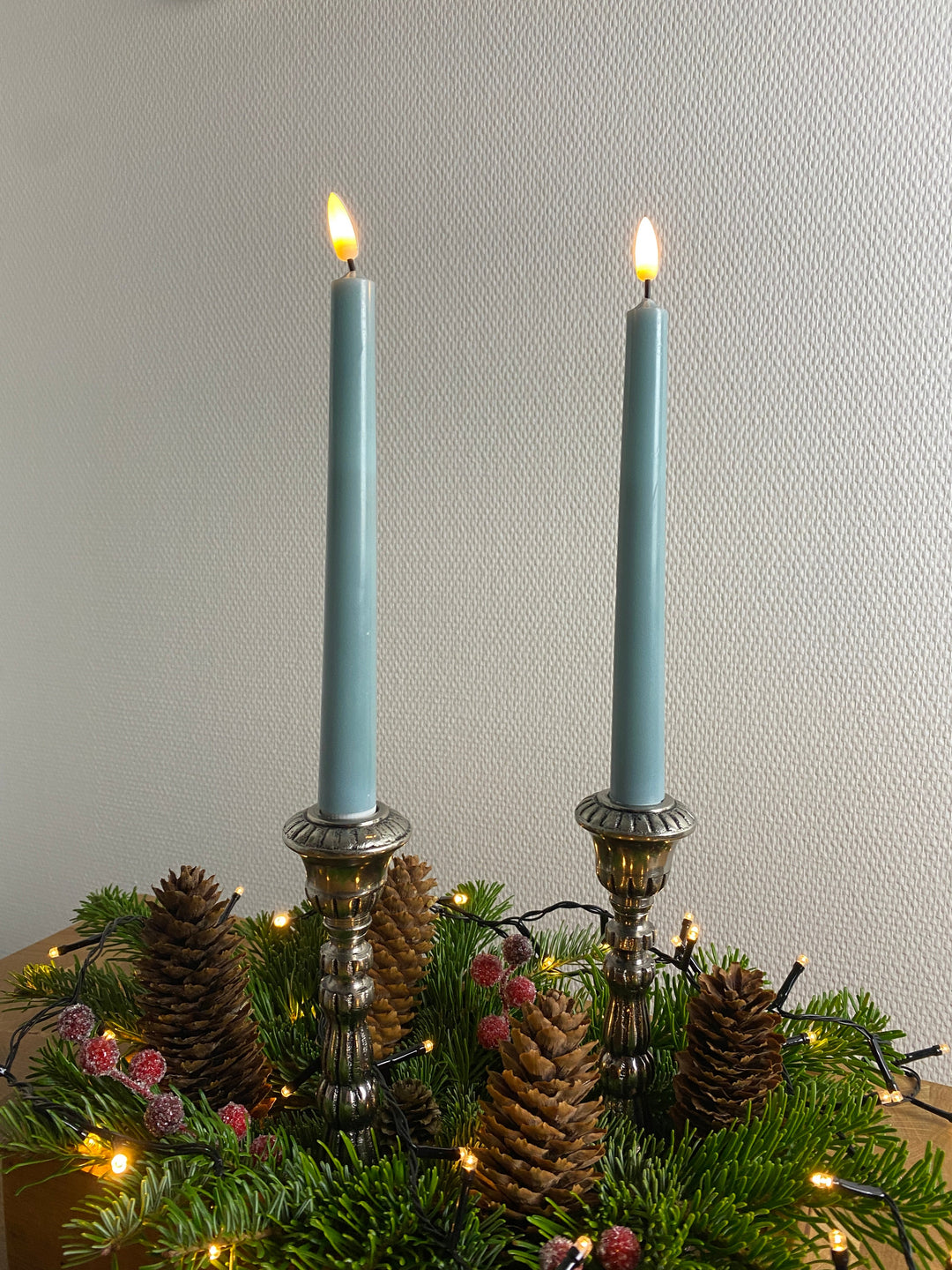 LED-ljusstake 24 cm 2 st. slät 3D-flamchip sea