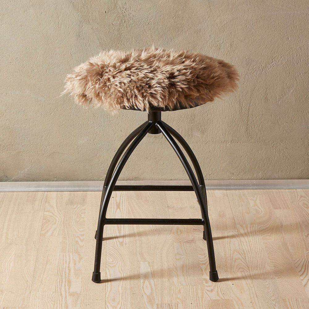 Nya Zeeländsk äkta sittdyna Ø34 cm mocka