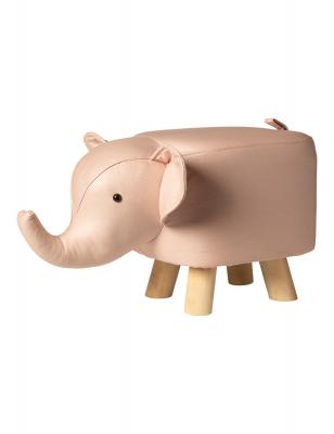Elefantpall med träben 50x25x30 cm PU rosa