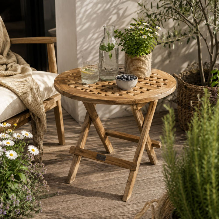 Bordsgallerflik Ø50 cm teak natur
