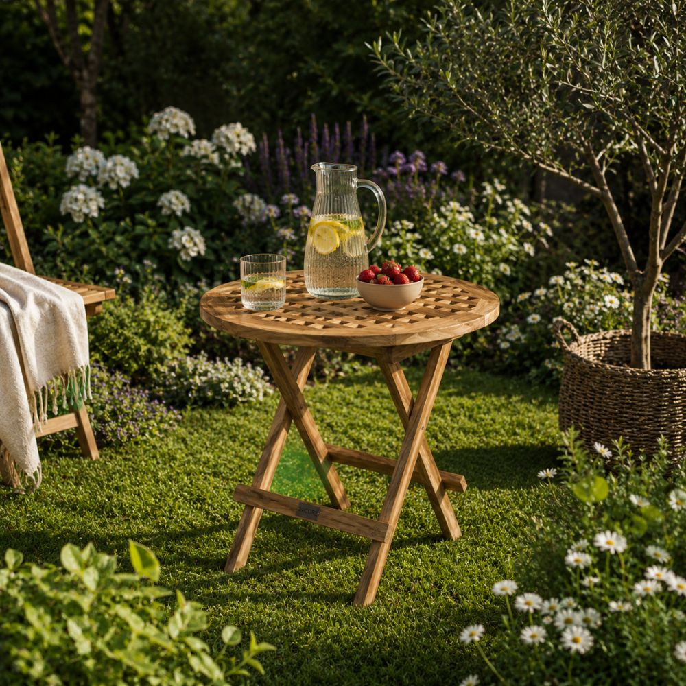 Bordsgallerflik Ø50 cm teak natur