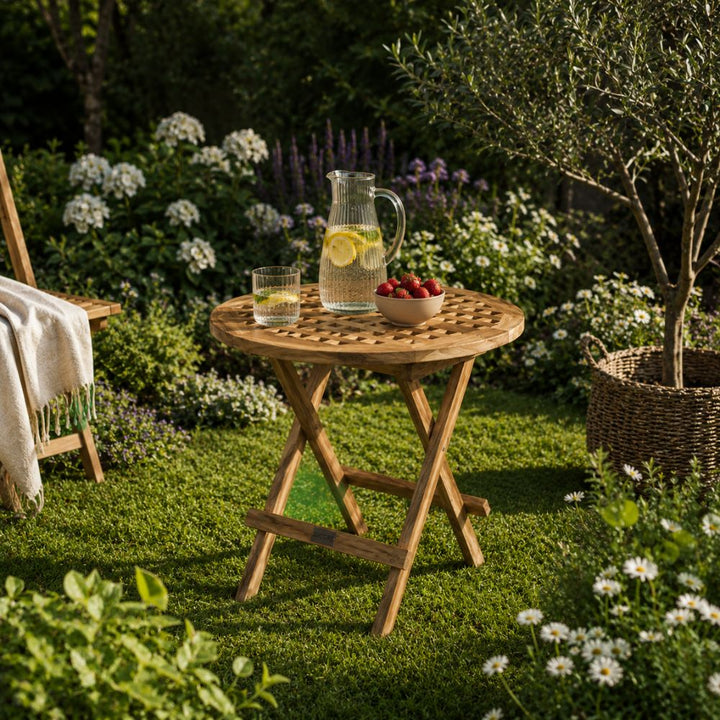 Bordsgallerflik Ø50 cm teak natur