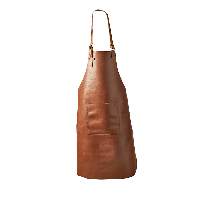 Forklæde med lomme B65xL90 cm læder cognac