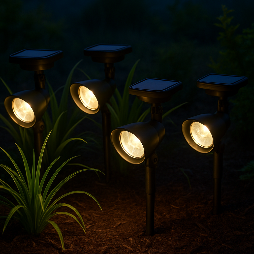 Solar trädgårdsspot 13x8,5x27 cm svart plast 4 st.