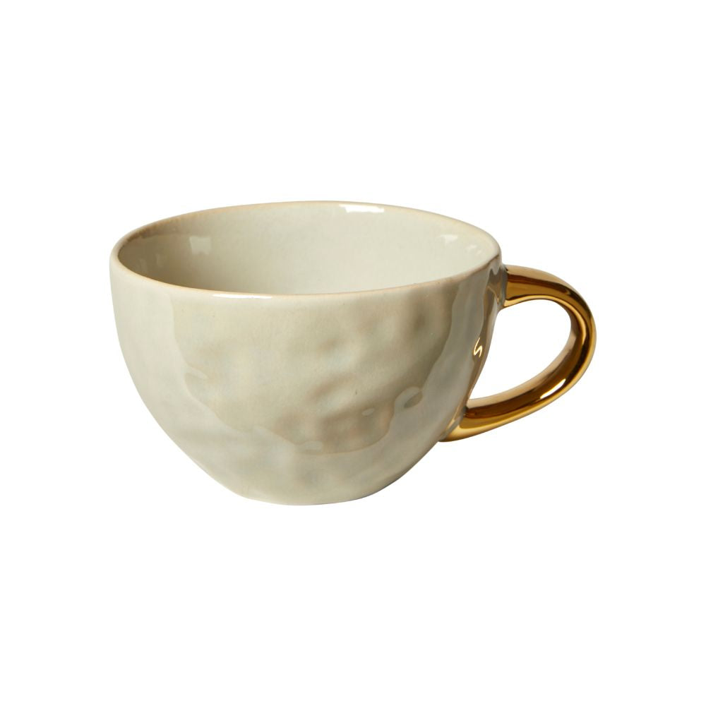 Mugg i mint med guldfärgat handtag - D10,2x9,2 cm