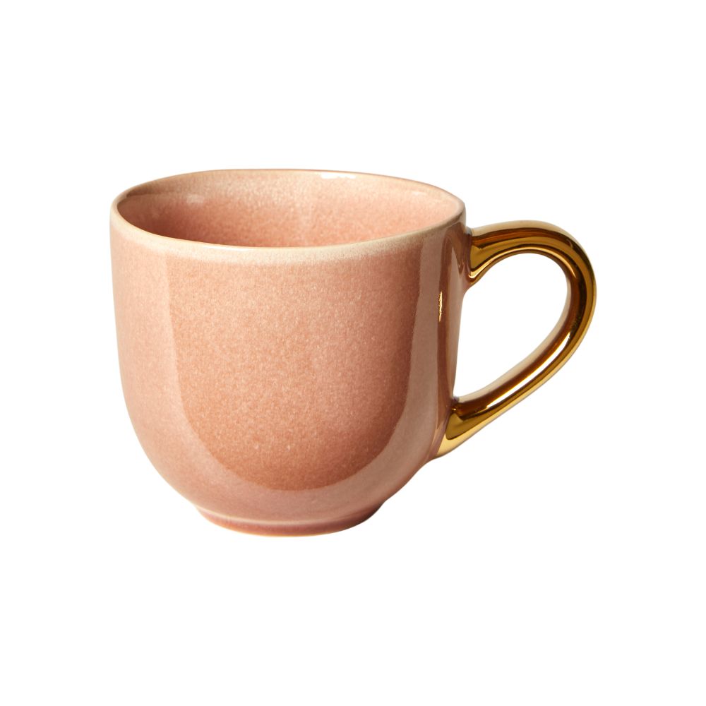 Mugg i rosa med guldfärgat handtag - D11x7 cm