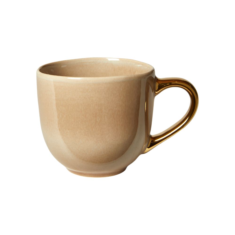 Mugg i beige med guldfärgat handtag - D11x7 cm