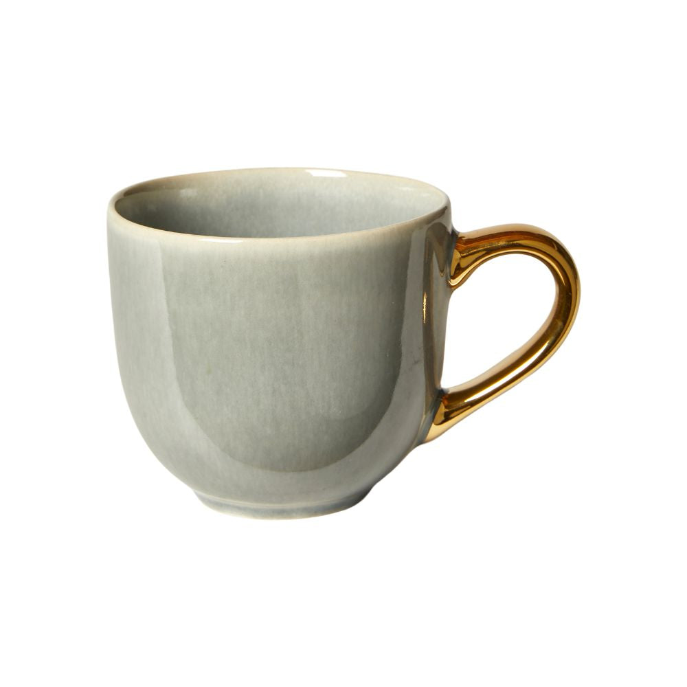 Mugg i ljusblått med guldfärgat handtag - D11x7 cm
