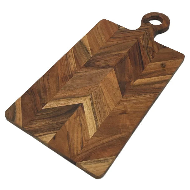 Skärbräda med fiskbenshandtag 50x25 cm oljad akaciaträ