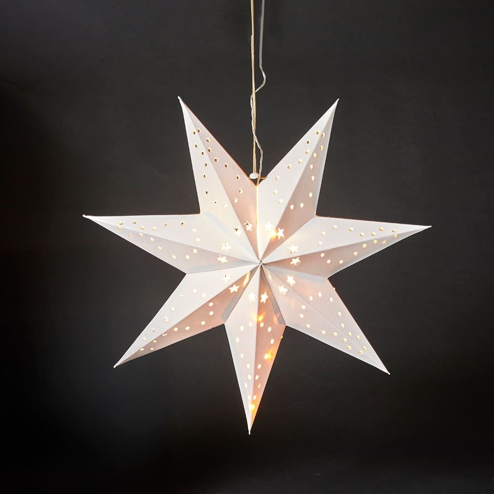 Pappersstjärna 40 cm med 10 LED-lampor för batteri vit