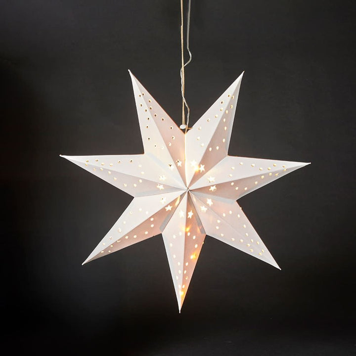 Pappersstjärna 40 cm med 10 LED-lampor för batteri vit
