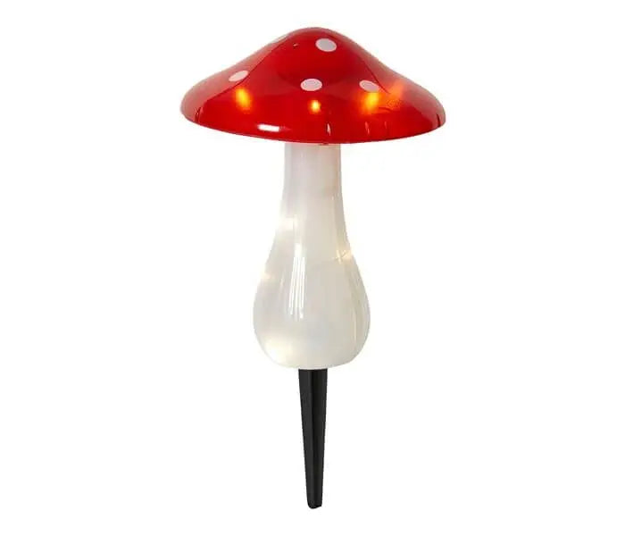 Solar paddehat med spyd Ø15x30 cm plast rød/hvid