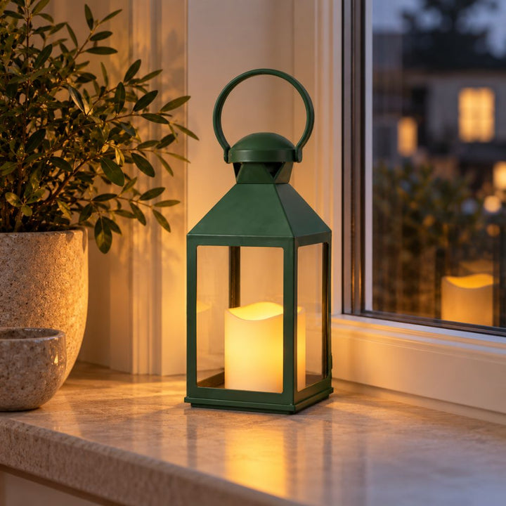Lykta med blockljus - grön