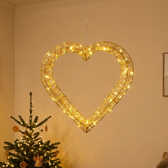 Lyshjärta med LED - 30 cm