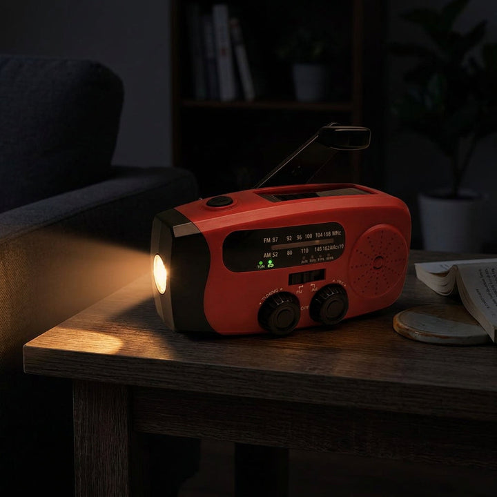 FM Nödradio med ficklampa - 2000 mAh 3,6V batteri
