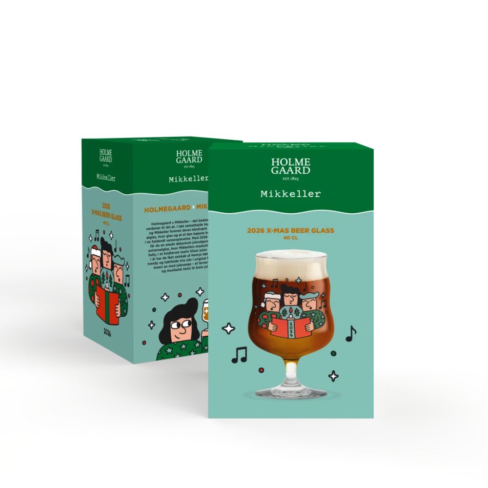 Holmegaard - Mikkeller Universalt ølglas 2026 40 cl klar m. deko